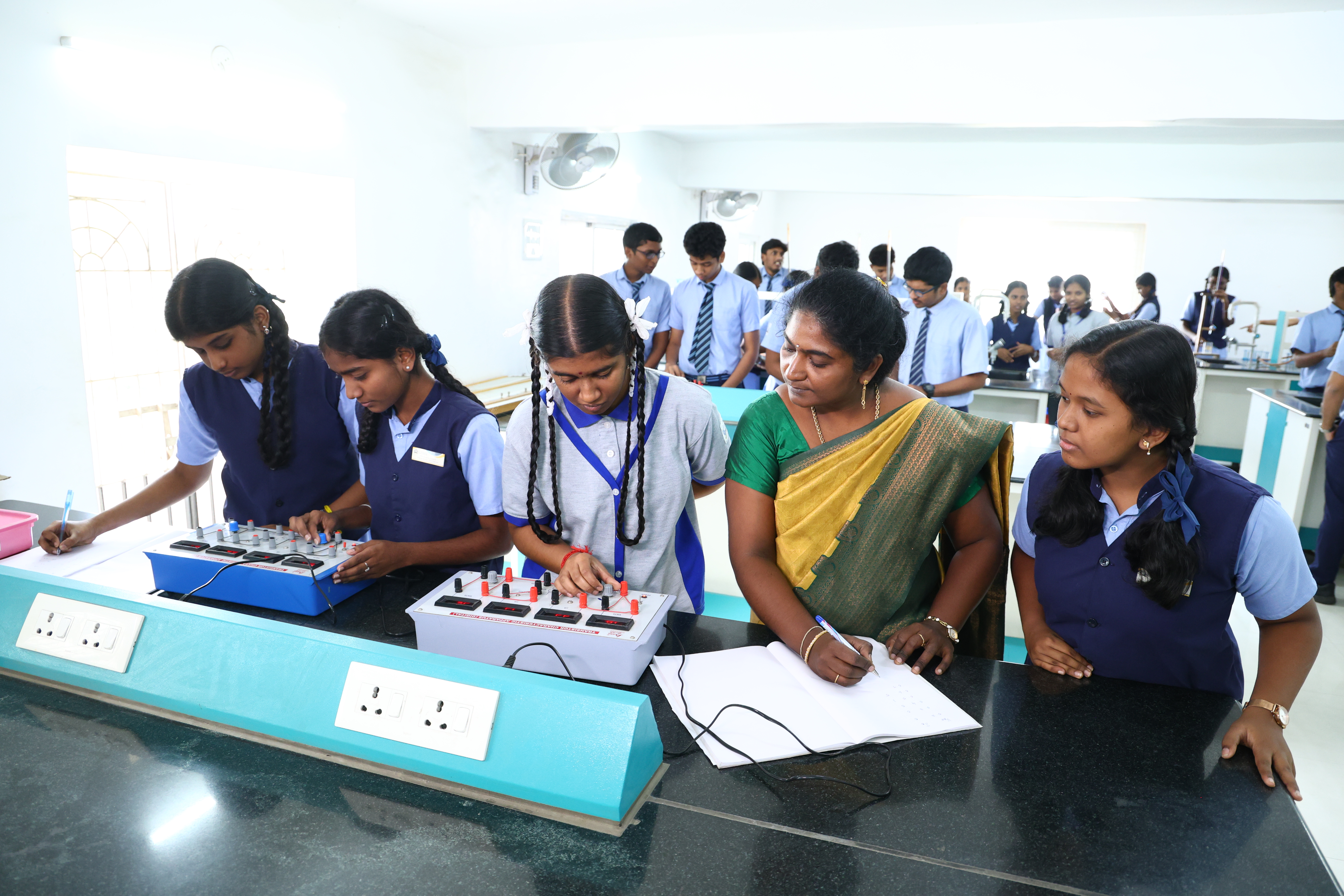 Library shelves and reading area