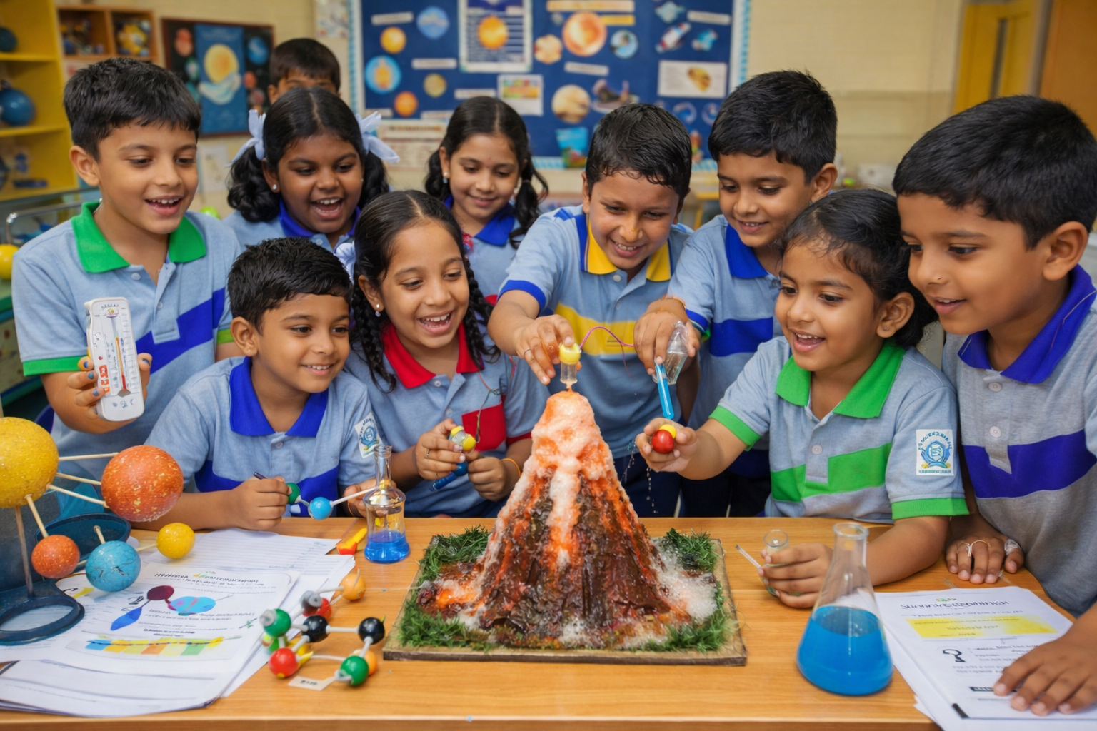 Students engaged in a science project